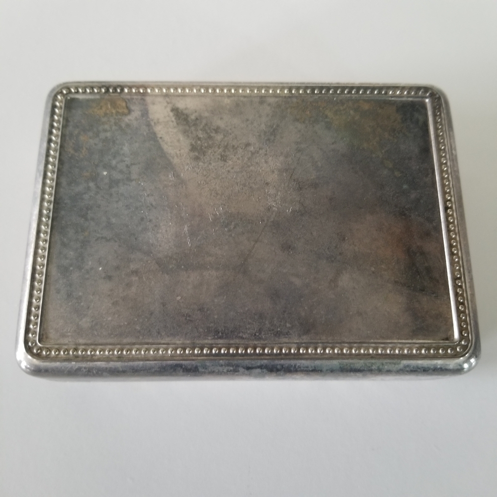 MCM | Silver Plate Box W/ Blue Interior